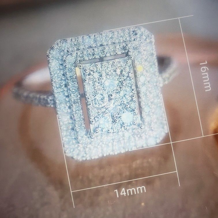 Square Cut Cubic Zirconia Engagement Ring