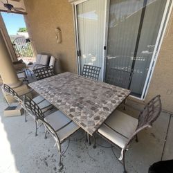 Travertine Outdoor Dining Table – Perfect for Family Gatherings!