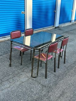 Vintage Style Glass Dining Room Table W/ Chairs‼️$140‼️DELIVERY AVAILABLE FOR EXTRA FEE‼️