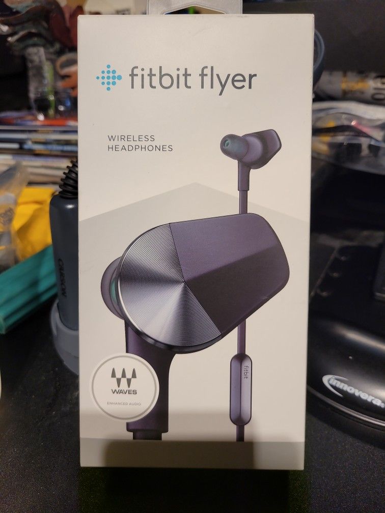 Fitbit Flyer Bluetooth Wireless Fitness Headphones Nightfall Blue Sweatproof Gym Lightweight Music Workout New