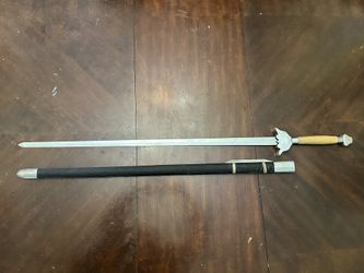 MEDIEVAL TIMES 50" SWORD GREAT FOR DISPLAY OR COSPLAY ROLE PLAY PROP  VINTAGE COMES WITH SWORD SHEATH COVER.  MY BROTHER USED TO GO TO DUNGEONS AND DR