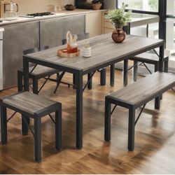 6 Person Dining Table With Benches