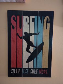 Large surfing framed picture