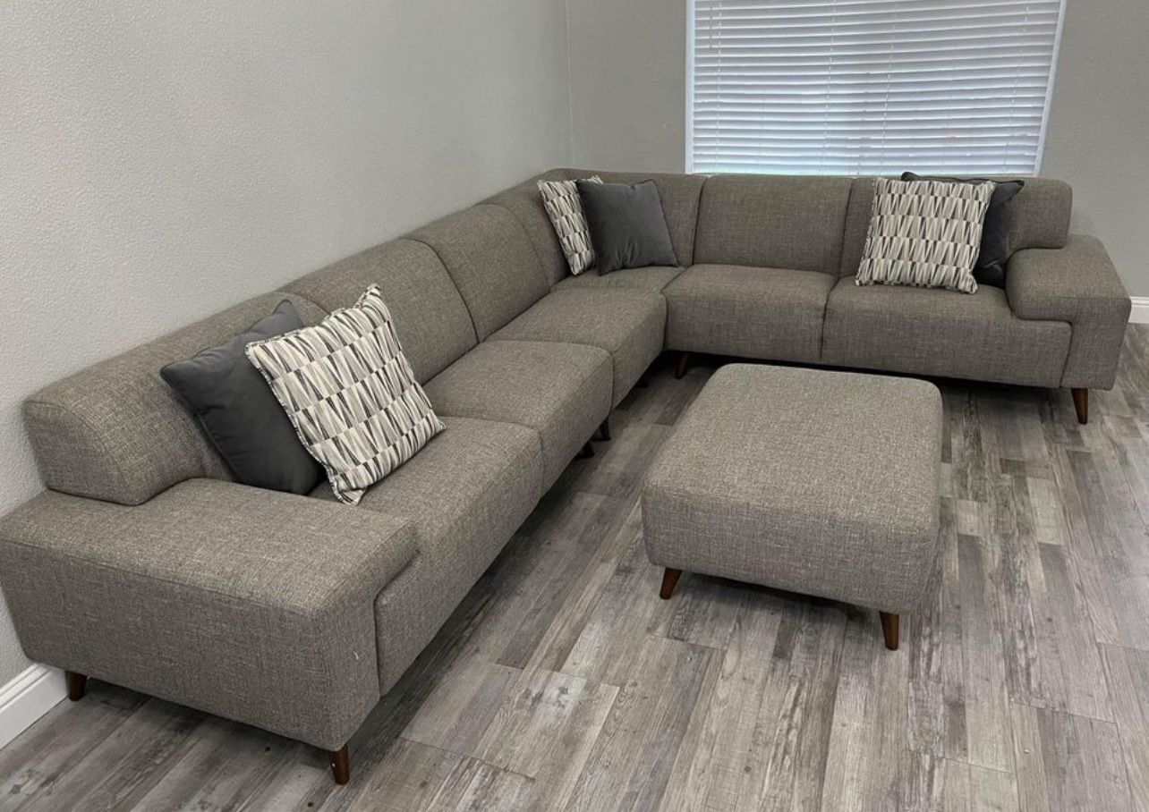 Brand New Sectional Sofa Sectional Couch Grey Sectional L Shape Couch With Ottoman Free Delivery