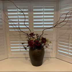 Arrangement Artificial Flowers with Pottery Vase