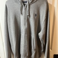 Grey Polo Zip up Hoodie