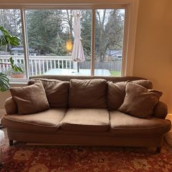 Brown sofa solid wood and down