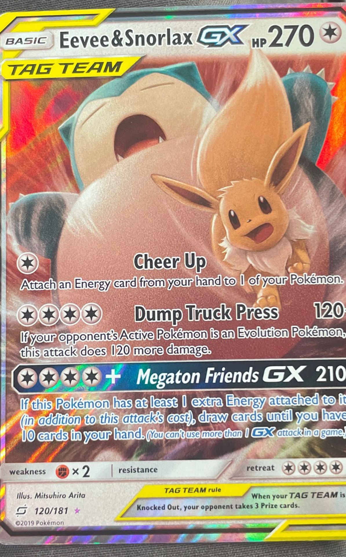 Eevee And Snorlax Tag Team Card