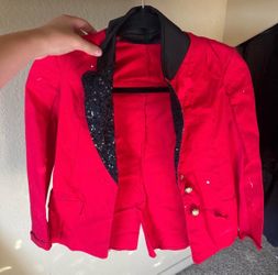 Red Blazer Jacket with Black Sequin Lapels
