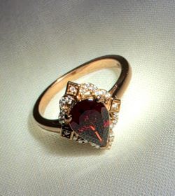 Mozambique Garnet, Moissanite, Ring, Chocolate Brown E-coat Sterling Silver Sz 8