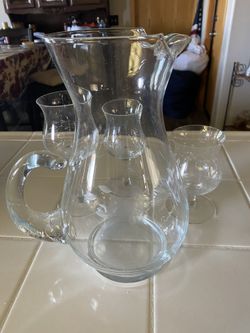 Crystal Pitcher And 3 Cup Set
