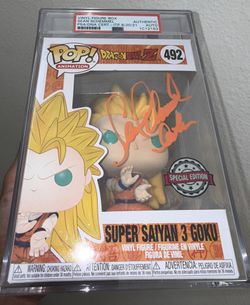 Funko POP! Animation - DragonBall Z Super Saiyan 3 Goku #492 Special Edition - PSA Certified Sean Schemmel Autograph