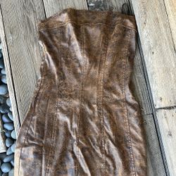 Faux Brown Letter Dress