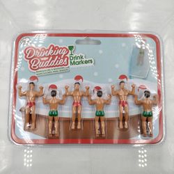 NPW Wine Glass Male Cocktail Markers (6 Count)  Drinking Buddies