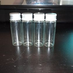 Set Of 4 Glass Vials With Screw Top 