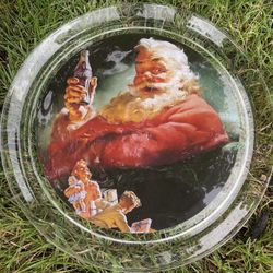 NEW Vintage 1994 Coca-Cola Santa Claus Glass Platter 13” wide #5539. In original Box coke Christmas