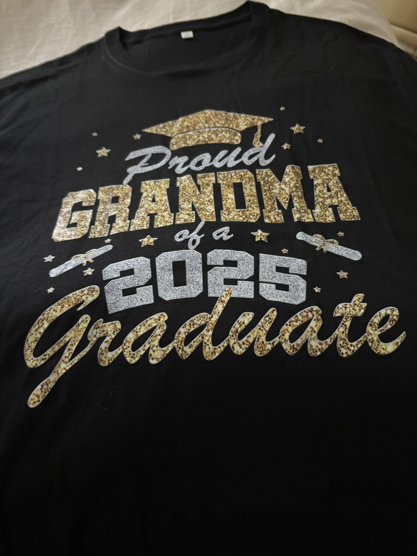 2025 graduation T-shirt. XL. $10.00 Gold & Black With Bling.