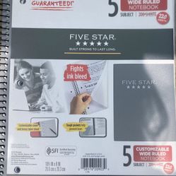 Five Star- 5 Subject Customizable Wide Rule