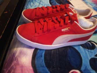 10.5 Red Suede Pumas
