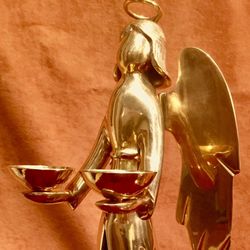 Beautiful solid bronze brass sculpture - Angel Candleholder H13xW5xD4.5 inch Lbs 3.3 Vintage piece of decorative art in excellent condition  Item#400B