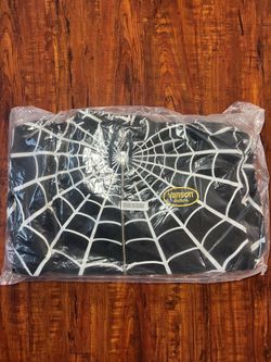 Supreme Vanson Leathers L Black Spider-Man zip up hooded sweatshirt