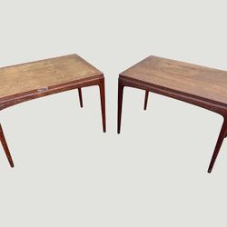 Mid-Century Modern End Table Pair Minimalist Wood