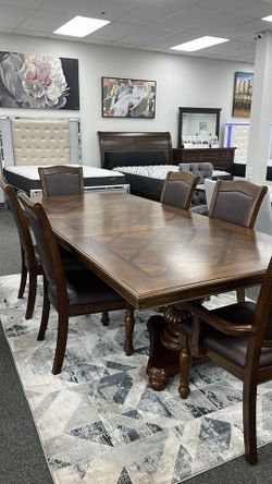 Traditional Royal Design Large Dining Table/Set w/Double Extensions