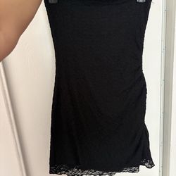 Black Lace Strapless Mini Dress - Small.
