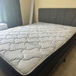 Sleepys Queen Mattress & Grey Bed Frame