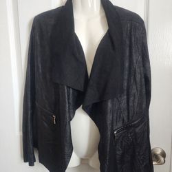 Worthington Sz S Blazer Jacket Open Front Top Women’s Black Long Sleeve 