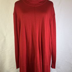 Apt. 9 Womens Ribbed Side Panel Turtleneck Sweater Red Size 2XL