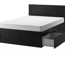 IKEA BRIMNES Bed frame with headboard ONLY , black/Luröy, FULL Size 