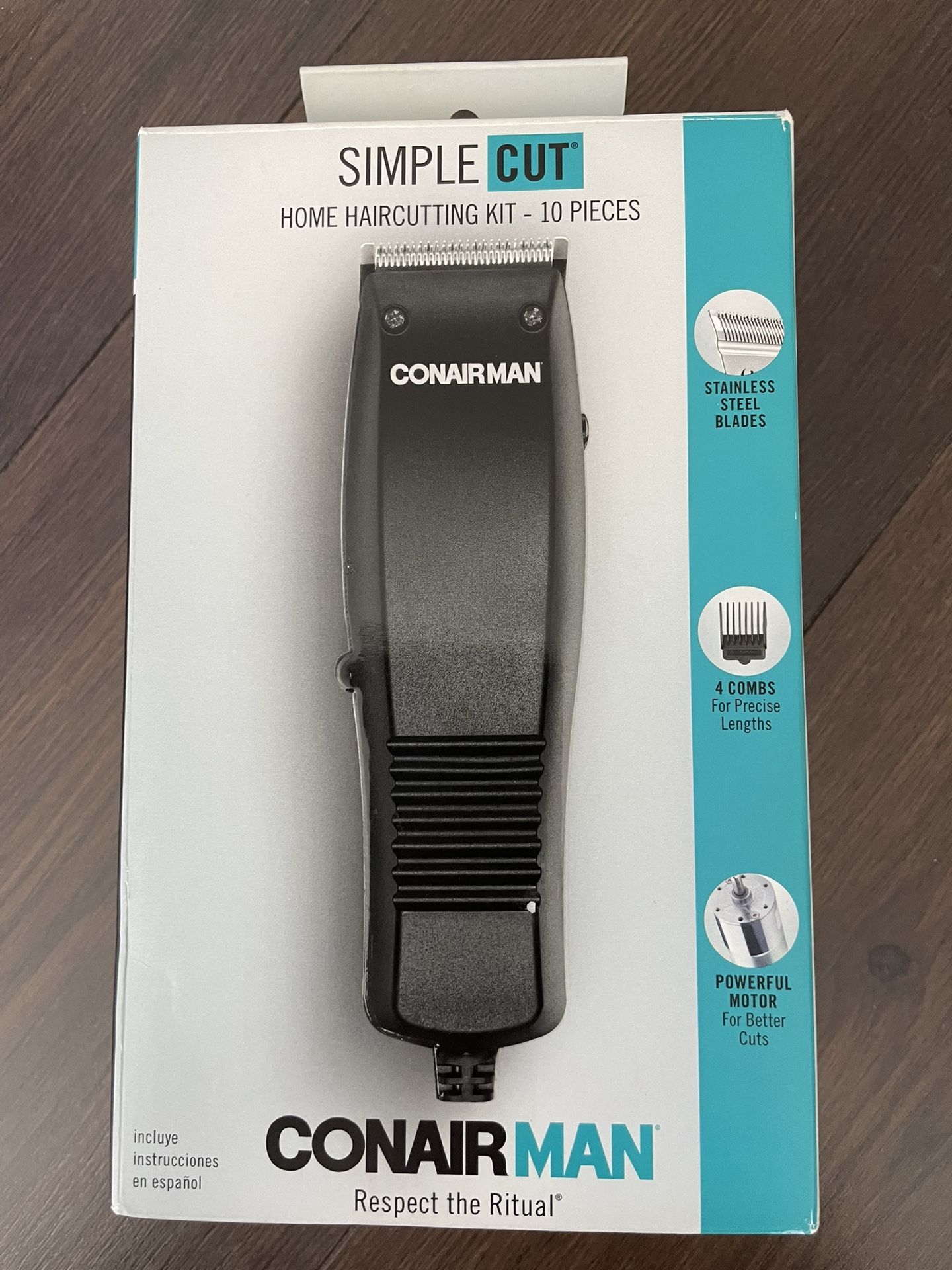 BRAND NEW Conair Man Simple Cut 10 Piece Home Haircutting Kit Clippers