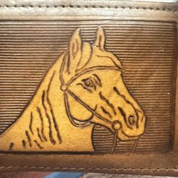 Embossed Leather Wallet Horse Design $5