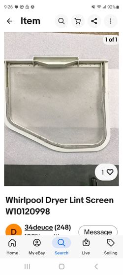 Whirlpool Dryer Lint Screen W10120998