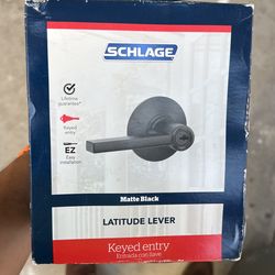 Latitude Matte Black Keyed Entry Door Handle