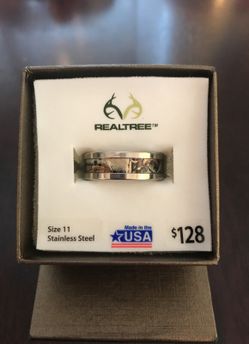 Real tree stainless steel ring size 11