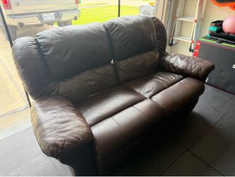 Leather reclining loveseat