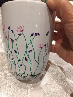 Hand painted personalized unique mug- field of wild flowers!