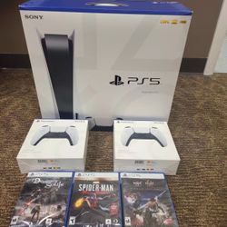 ☑️ BRAND NEW PS5 CONSOLE DISC VERSION 3 GAMES + 2 CONTROLLERS BUNDLE 