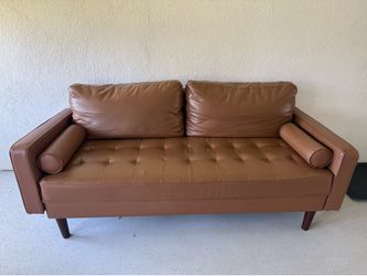 Brown Faux Leather Loveseat