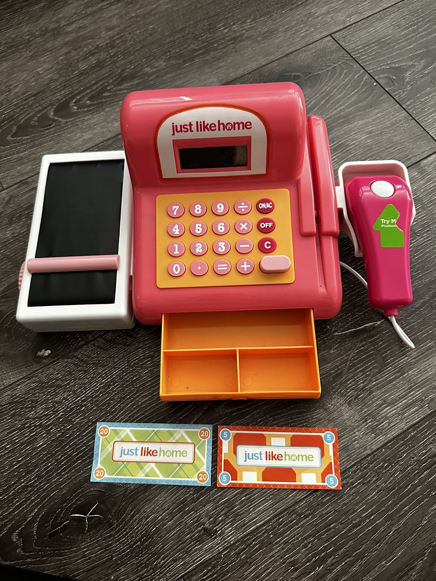 Pretend Play Pink Cash Register Toy - Learn & Play Shopping Kids Toys with Electronic Mic, Scanner, Calculator