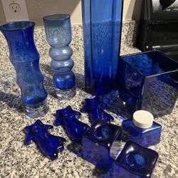 cobalt blue glass decor