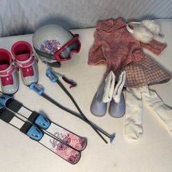 2010 American Girl Doll Ski Outfit & Accessories Set Winter Sports Gear 18” Doll Clothes - Retired