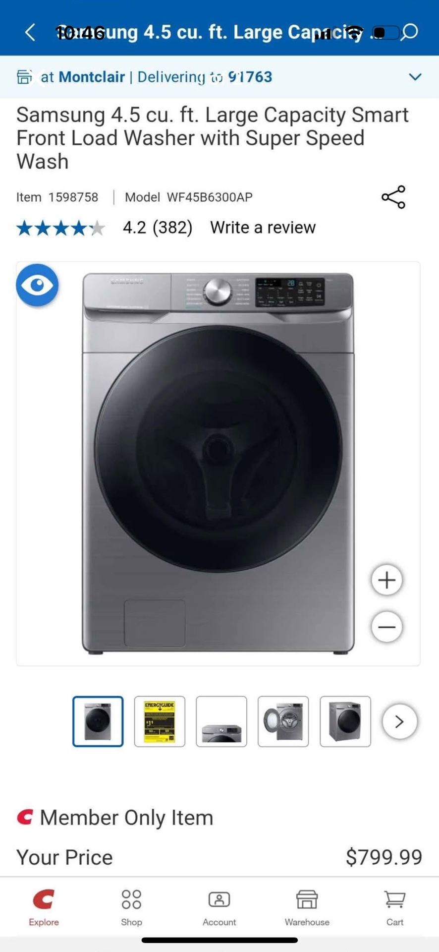 Samsung 4.5 cu. ft. Large Capacity Smart Front Load Washer with Super Speed Wash