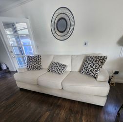 White sofa & 3 stools for sale