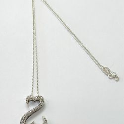 14K White gold Interchanging Diamond Heart Pendant Necklace