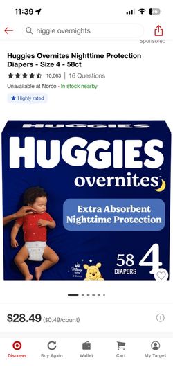 Huggies overnites size 4