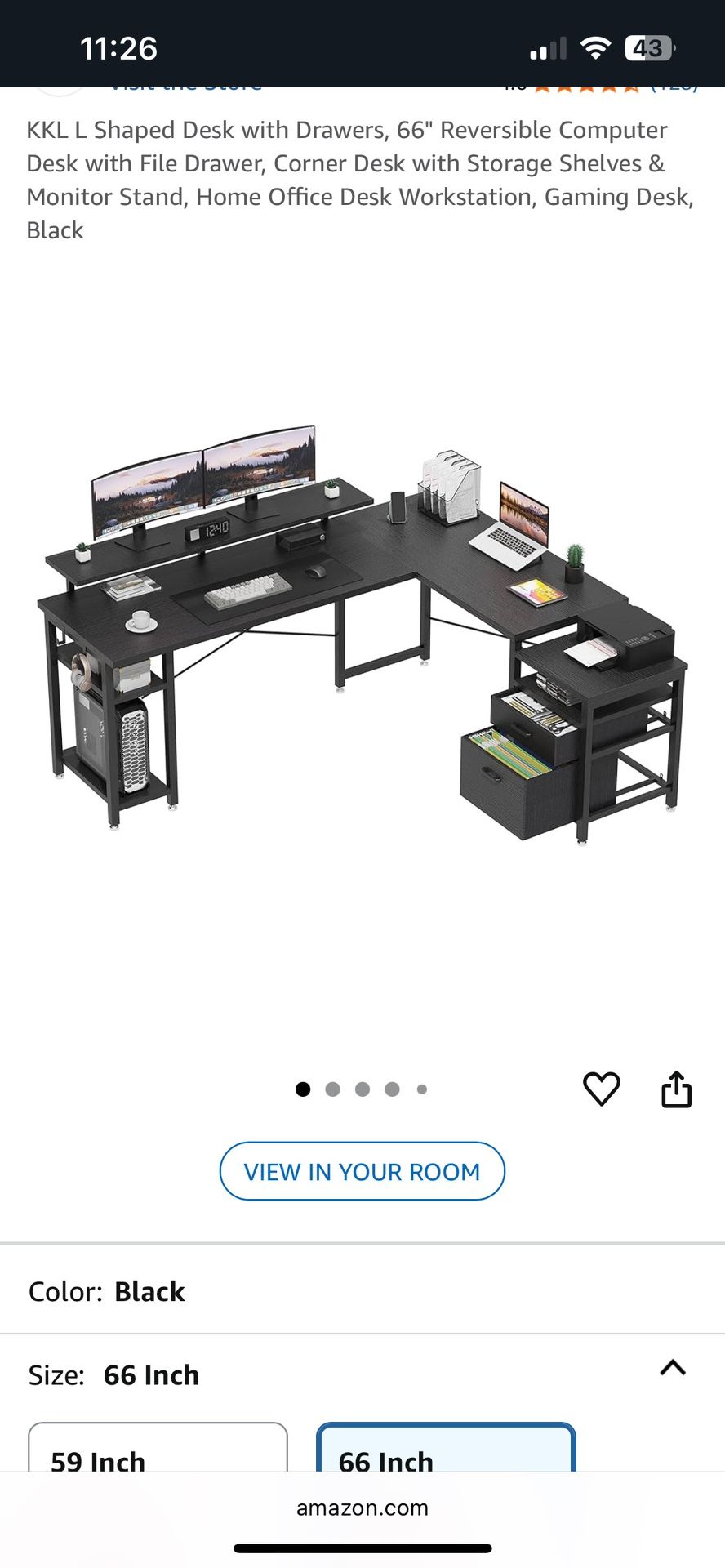 L Shaped Desk with Drawers