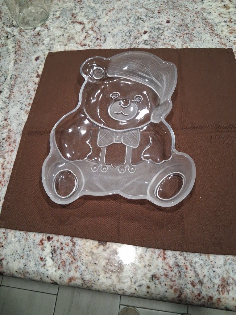 MIKASA CRYSTAL TEDDY BEAR PLATTER
